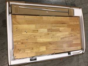 46 in. Adjustable Height Work Table with 2-Drawers in Black by Husky Customer Returns See Pictures