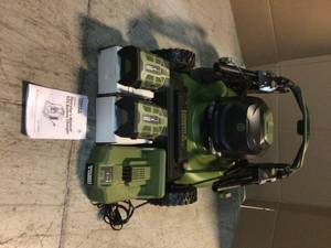 62V Brushless RWD Self Propelled 3-in-1 High Wheel Walk Behind Mower, 22 in. cutting width and 2 4Ah Batteries & Charger by Green Machine Customer Returns See Pictures