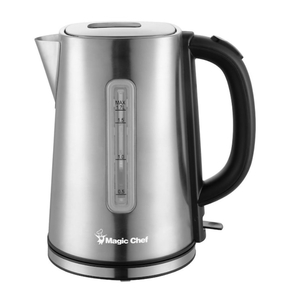 lot 26 image: MAGIC CHEF 7-Cup Stainless Steel Electric Kettle with Cord Storage