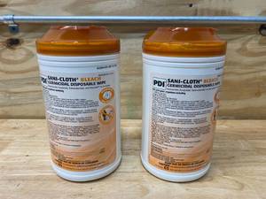 lot 68 image: SANI-CLOTH Lot of 2-  Bleach Surface Disinfectant Cleaner Wipe 65 Count Canisters