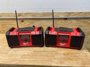 lot 75 image: MILWAUKEE- Lot of 2- M18 18-Volt Lithium-Ion Cordless Jobsite Radios