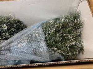 lot 92 image: 6.5 FT FLOCKED BALSAM- WRGB Artificial Christmas Tree