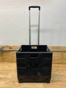 lot 103 image: HONEY-CAN-DO Neutral Plastic Rolling 2-Wheeled Crate Cart in Black and Grey