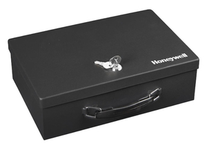 lot 33 image: HONEYWELL 0.18 cu. ft. Fire Resistant Steel Security Box with Key Lock