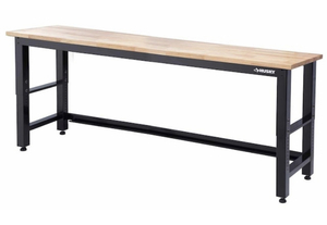 lot 5 image: HUSKY Ready-to-Assemble 8 ft. Adjustable Height Solid Wood Top Workbench in Black