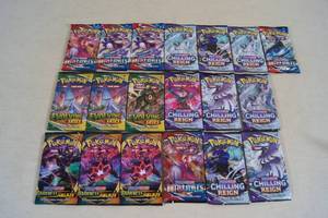 19 Sealed Packs of Pokemon Sword and Shield Trading Cards
