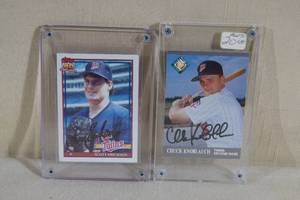 2 Hand Signed Twins Cards - Scott Erickson, Chuck Knoblauch