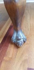 Stately Pawfoot Antique Carved Mahogany Side Chair