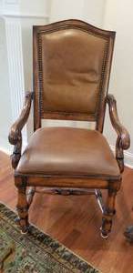 Brass Tack Studded Chestnut Leather Arm Chair