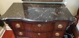 Black Marble Bernhardt 3 Drawer Chest, a