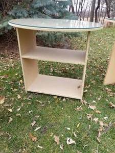 Three Particle Board Round Side Tables