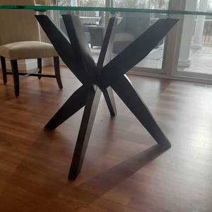 Glass Top Modern Sculptural Dining Table