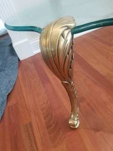 Striking Henredon Brass Leg Glass Coffee Table