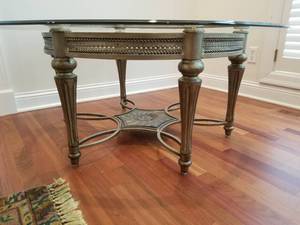 Elegant Gold Gilt Base Glass Coffee Table