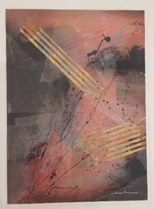 Monotype Original Art  RED MAGMA  Signed by Artist Frank Rowland