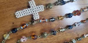 Set of 2 Filligree Capped Crystal Bead Necklaces