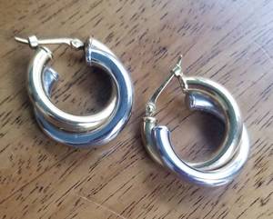 14K Yellow and White Gold Double Hoop Earrings