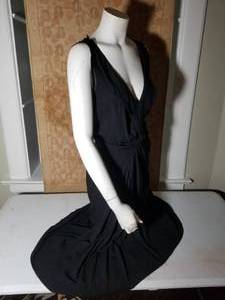 Prada Black Silk Raw Edge Little Black Dress, size 40