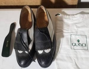 Vintage Gucci Black and White Leather Golf Shoes, size 38
