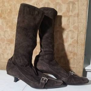 Brown Suede Prada Knee High Boots, size 38.5