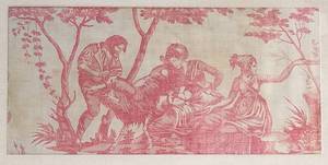 Antique French Toile Tapestry Framed Sample