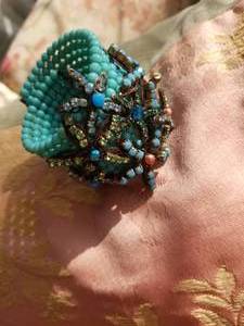 Gloria Astolfo Turquoise Beaded Cuff Bracelet