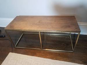 Room & Board Wood Plank on Gold Metal Coffee Table