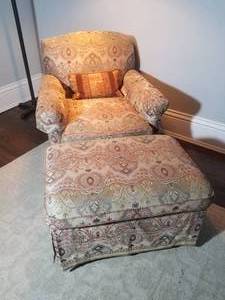 Luxury Plush Armchair and Ottoman