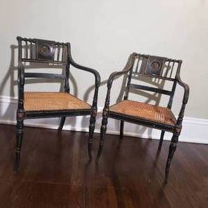 Antique Regency Cane Seat Armchairs