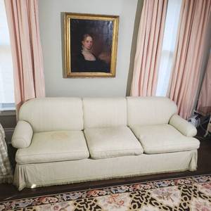 Vintage Silk Celery Tone Down Filled Sofa