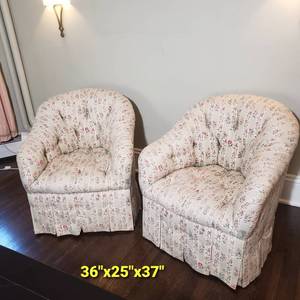 Romantic Vintage Cottage Rose Floral Slipper Chair Set