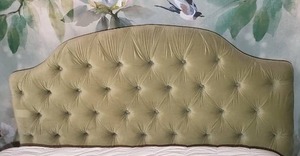 Velvet Tufted Olive Queen Headboard