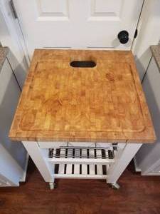 White Rolling Butchers Block Cart