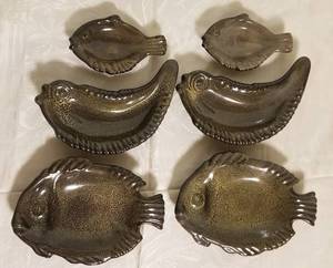 lot 79 image: 1950s French Vintage Barry Pottery Set of 6 Fish Bowls