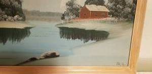 lot 16 image: Folk Art Winterscape Acrylic on Board by Alma Liljemark