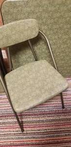 lot 42 image: Green Vinyl Folding Table and Chairs by Cosco