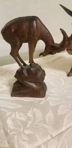 lot 112 image: Carved Wooden Donkey Cigarette Dispenser & Ram Statue