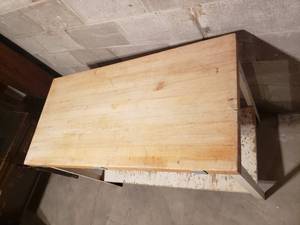 lot 55 image: Distressed Oak Top Workshop Table