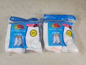 2 New 6 Packs of Womens Fruit of the Loom Crew Socks