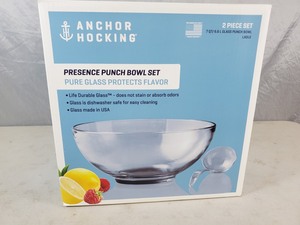 New Anchor Hocking Presence Punch Bowl Set