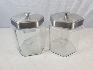 2 New Large Anchor Glass Jars with Lids