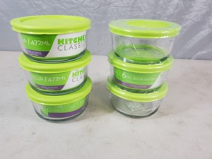 12 Pieces of Kitchen Classics Glass Food Storage with Lids