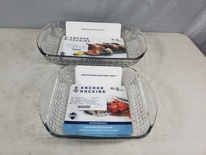 2 New Anchor Hocking BasketWeave Bake Dishes