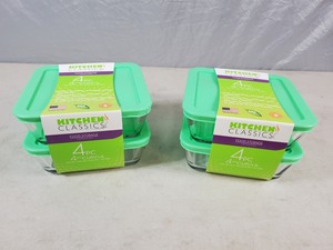 2 New 4 pc Kitchen Classics Glass Food Storage Sets