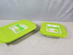 2 New Kitchen Classics Glass Ovenware Dishes with Lids