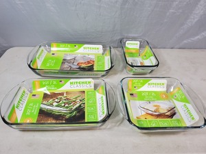 4 New Kitchen Classics Glass Bakeware