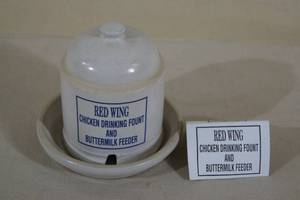 lot 17 image: Red Wing Chicken Drinking Fount and Buttermilk Feeder - Collector Society 1993