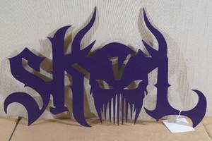 lot 10 image: Minnesota Vikings Skol Skull Laser Cut Metal Decorative Sign
