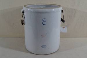 lot 15 image: Red Wing 8 Gallon Stoneware Crock with Handles - 2 Wing