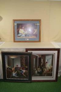 lot 37 image: 3 Robert Olson Mother and Children Theme Framed Art Prints